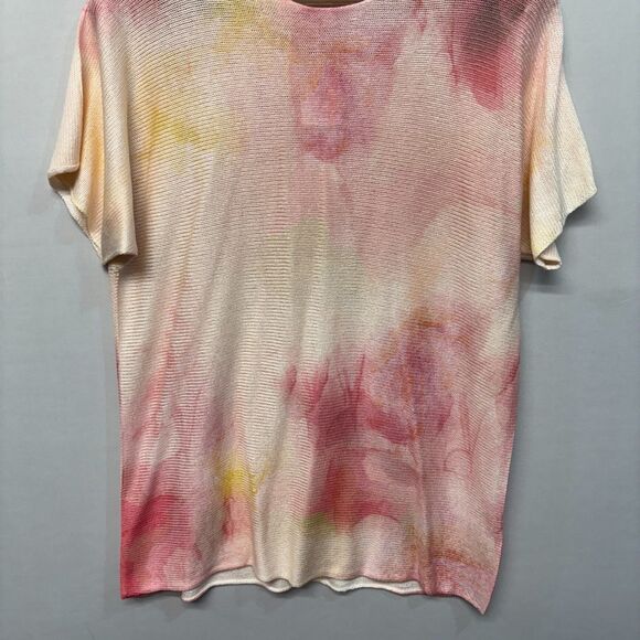 NWT Bianco & Blue Short Sleeve Knit Top Sweater Size Large Acrylic Italy C065 -8 - Picture 11 of 16